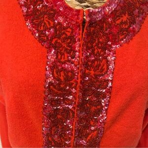 Gorgeous Vintage Red Beaded & Sequined Cadigan